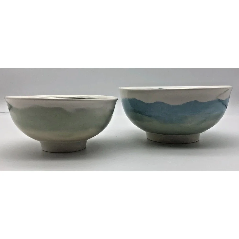 Anthropologie Pepper & Vetiver Oceana Nesting Bowls Watercolor Pattern Set of 2